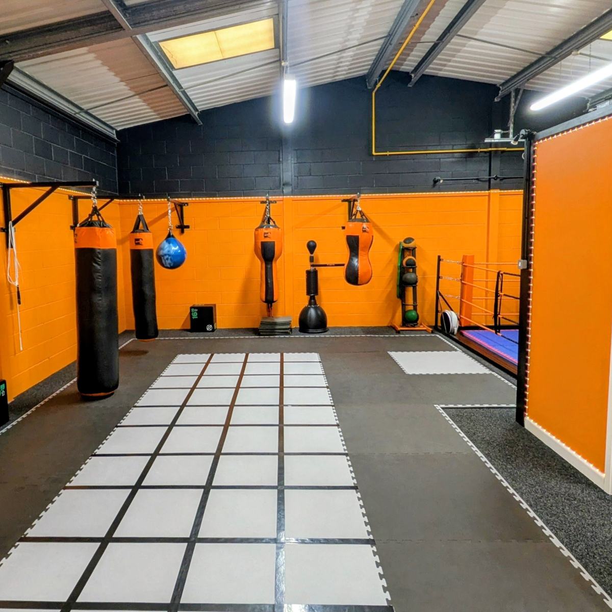 Boxing bags in the studio at The Phoenix Forge, Settle